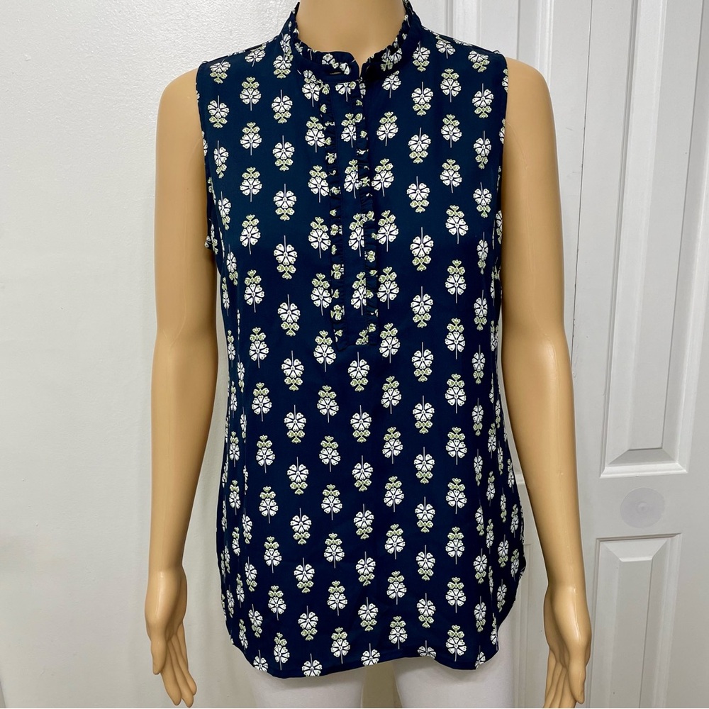 Nautica Dark Blue Floral Sleeveless Top